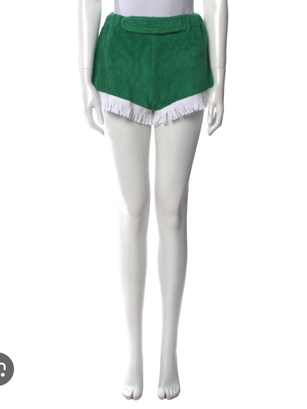 La Veste Green Fringe Mini Shorts